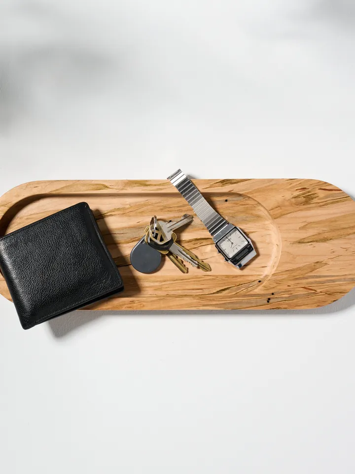 Oval Shaped Ambrosia Maple Catchall Modern Valet Tray