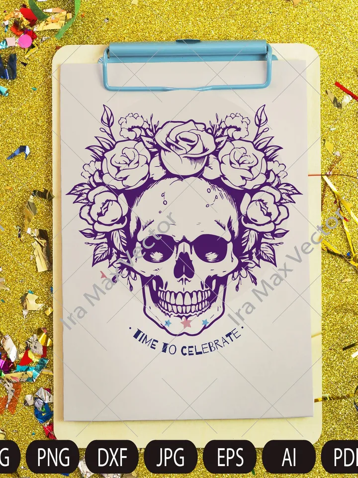 Floral Skull Svg, Skull Svg, Flower Skull Svg, Flower Skull Clip Art, Sugar Skull Svg, Skull Vector, Skull Flower Crown svg, Skull shirt