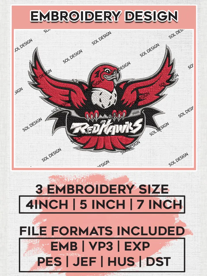 Miami OH RedHawks College Football Team Mascot Logo embroidery designs, NCAA Miami OH RedHawks Logo Machine embroidery designs, NCAA Team Logo embroidery designs, NCAA Game Day Machine embroidery designs, Digital Download