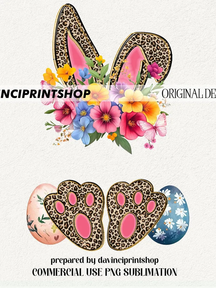 Custom Name Easter Bunny Png,Happy Easter png,Leopard print bunny pink inside ears,Girls Easter png, Easter Bunny png,Easter png,Spring png