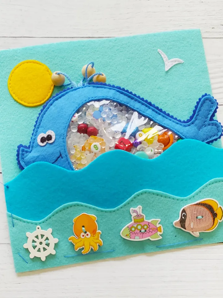 Quiet book Pattern Whale and Crocodile, Felt book pattern pdf, Soft sensory book template, Busy book sewing ideas for kids 2, 3, 4 year old