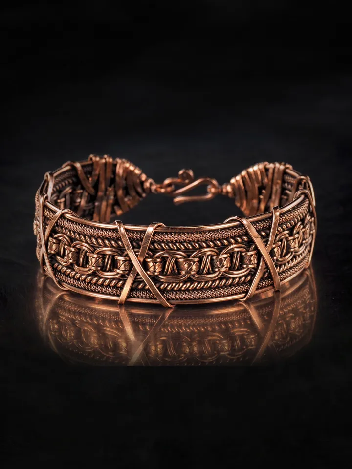 Woven copper wire bracelet Antique style handcrafted copper jewelry Unique gift