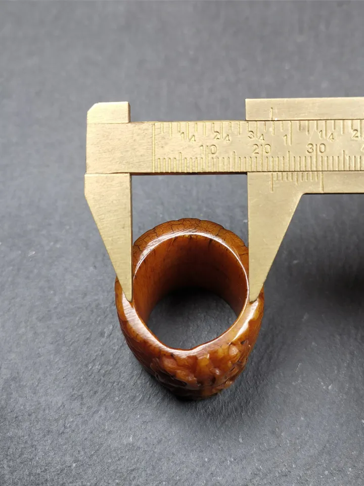Gandhanra Handmade Big Thumb Ring for Men,Yak Bone Carved,Dragon Pattern,0.87"