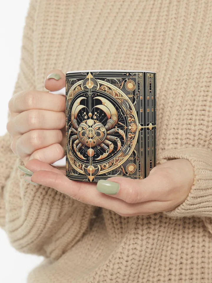 Cancer Zodiac Ceramic Mug, Unique Tea Cup, Gift for Art Lovers, Elegant Home Decor, Holiday Mug, Coffee Cup, Cancer Gift, Astrology Mug,