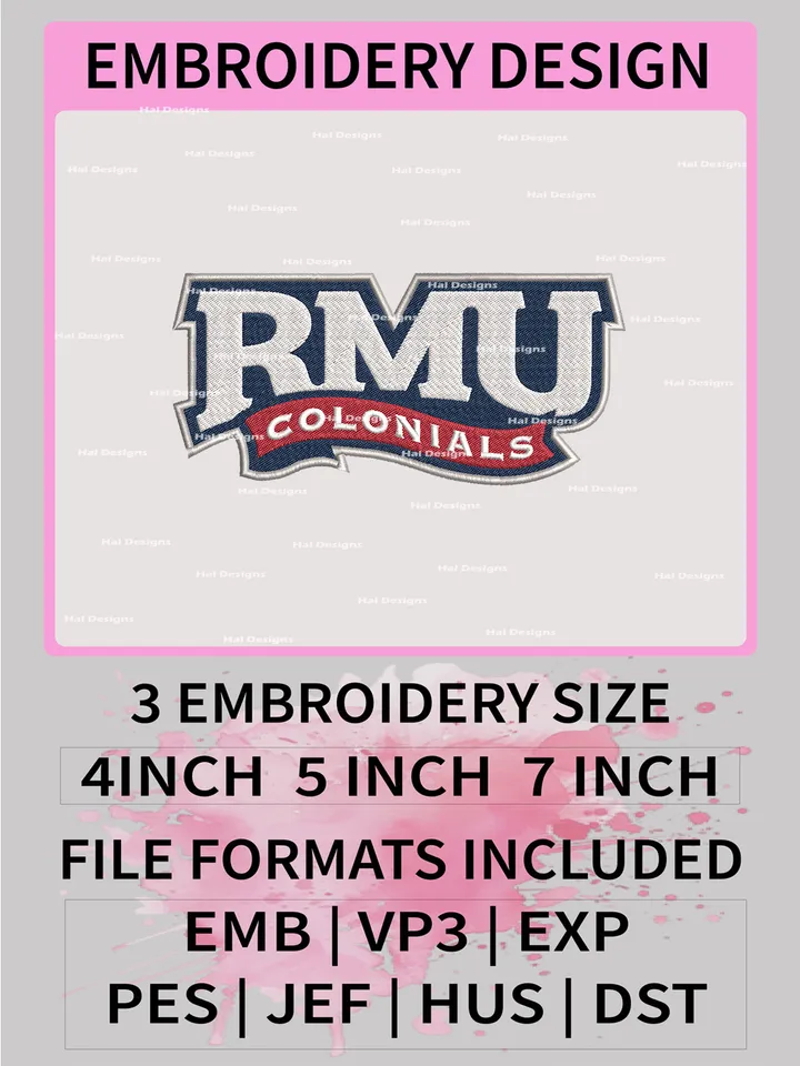 NCAA Robert Morris Colonials Embroidery File, 3 Sizes, 6 Formats, NCAA Machine Embroidery Design, NCAA Logo, NCAA Teams