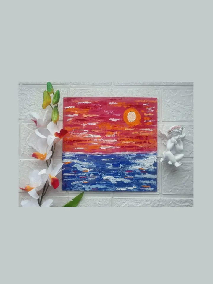 Tranquility of Vibrant Sunset, Seascape Painting