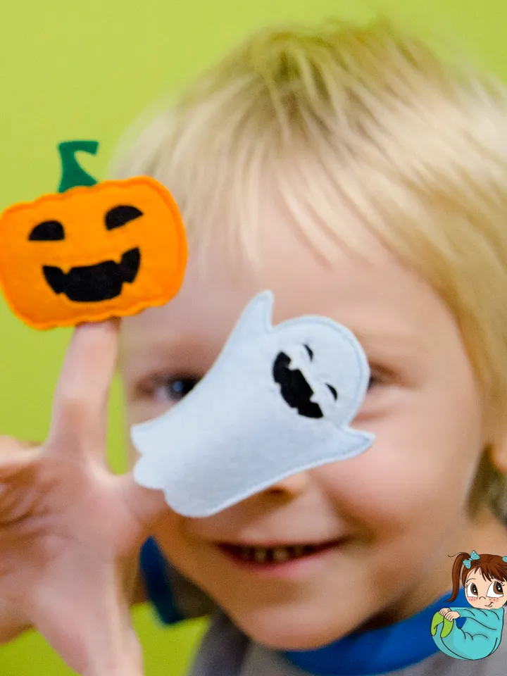 Halloween finger puppets, Pattern and Tutorial, PDF and SVG