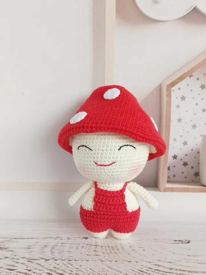 Crochet mushroom doll, Xmas gift toy Toadstool , birthday gift for kids,