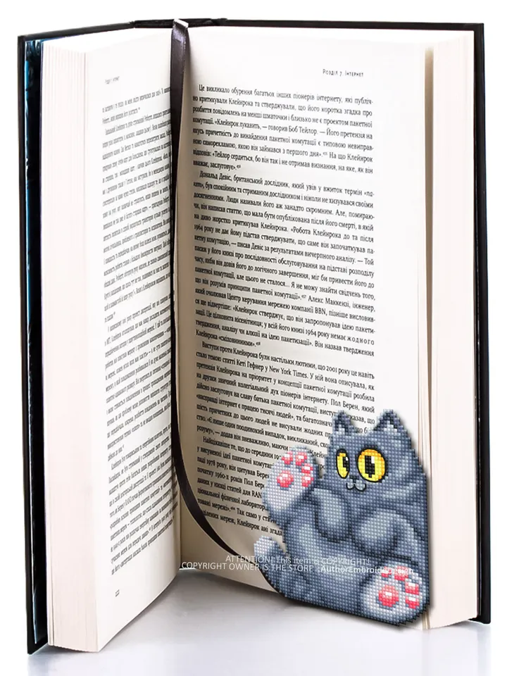 Gray cat corner bookmark cross stitch pattern download PDF Cat cross stitch chart, Cat bookmark digital pattern PDF, Cat lover gift #B269