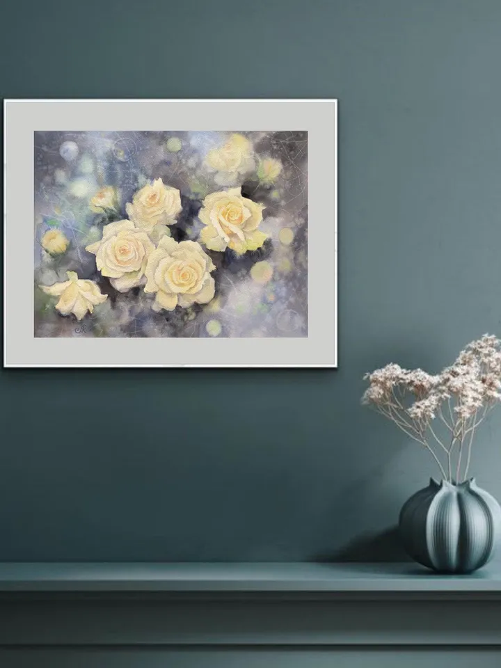 Roses Original Painting Flowers Watercolor Painting Floral Wall Art