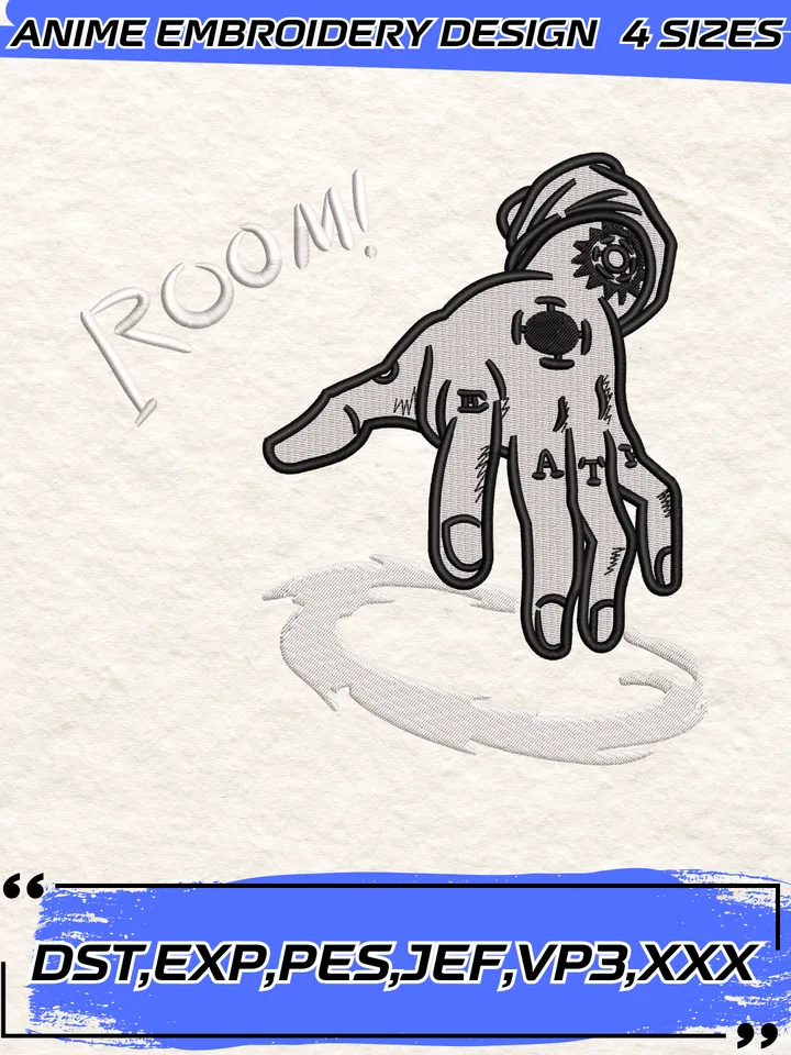 Law Room Embroidery Design,One Piece Anime Embroidery Design,4 sizes,Instant Download