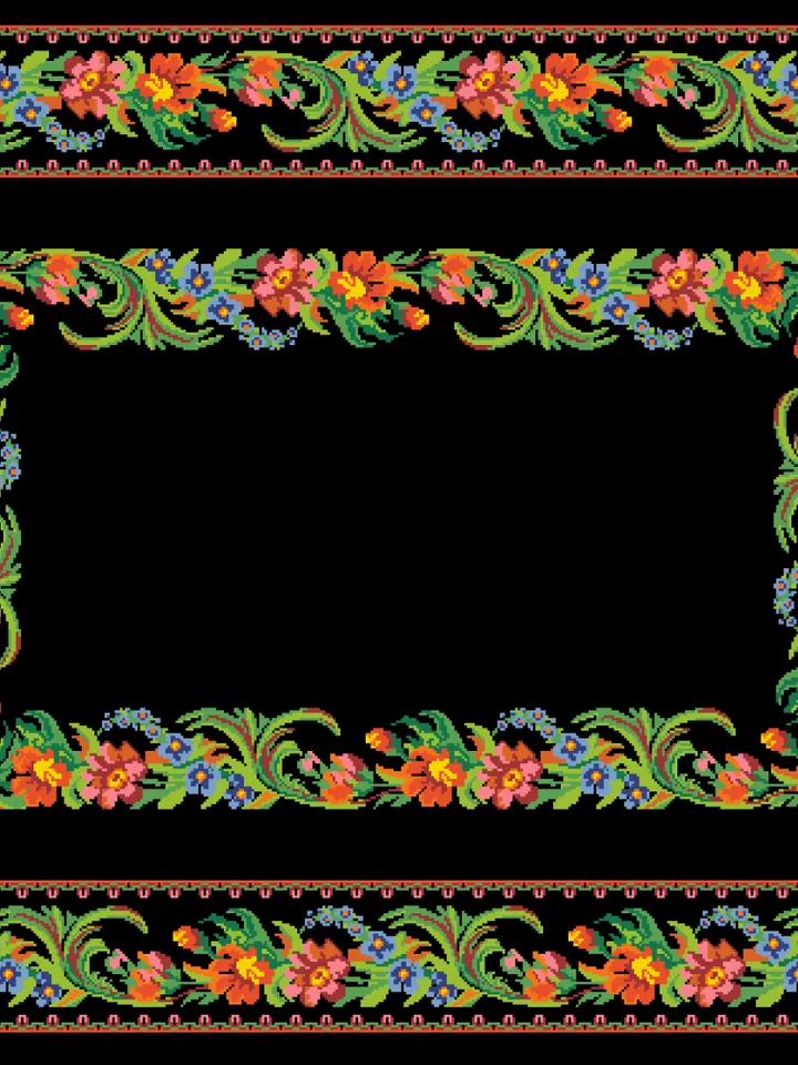 Antique Cross Stitch Pattern Tablecloth with Flowers Counted Digital Download PDF