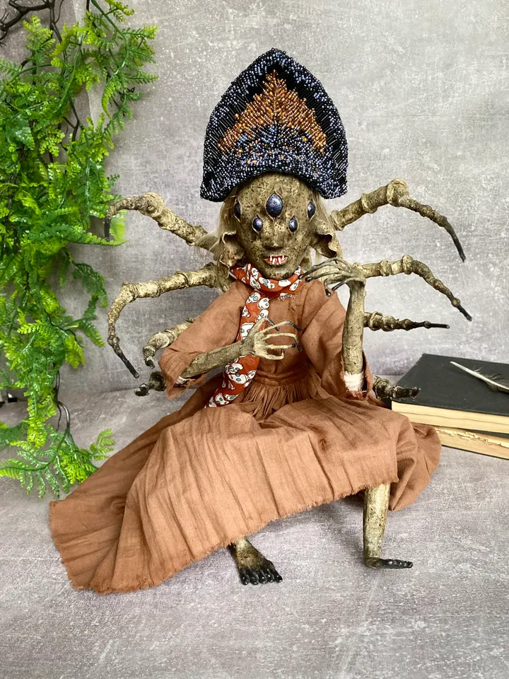 Spider woman . Art doll