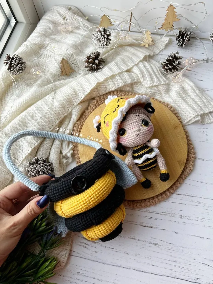 PDF Crochet Bee the Stacking Bag Pattern, Bee hive Amigurumi Pattern, Crochet Monster, Queen Bee Doll Crochet Pattern, Amigurumi Doll