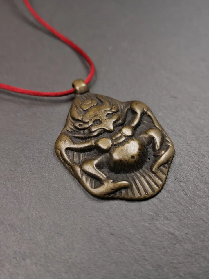 Gandhanra Antique Tibetan Buddhist Amulet Pendant - Garuda - The Golden-Winged Bird, Crafted from Copper,Size 2.1" * 1.4"