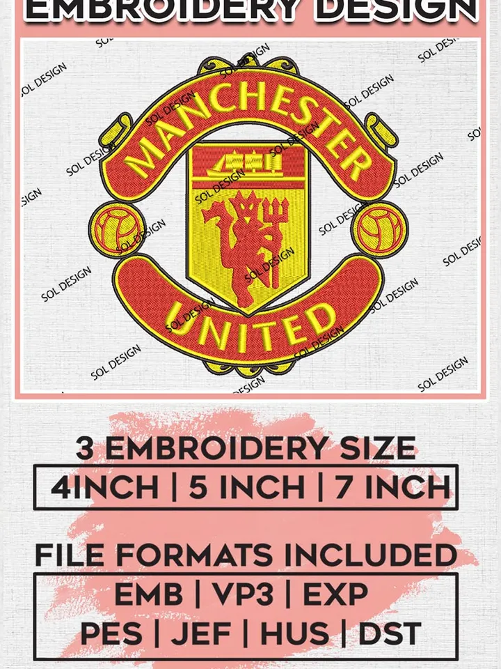 Manchester United Embroidery Designs, Premier League Embroidery, EPL Embroidery Designs, EPL Manchester United Embroidery Designs