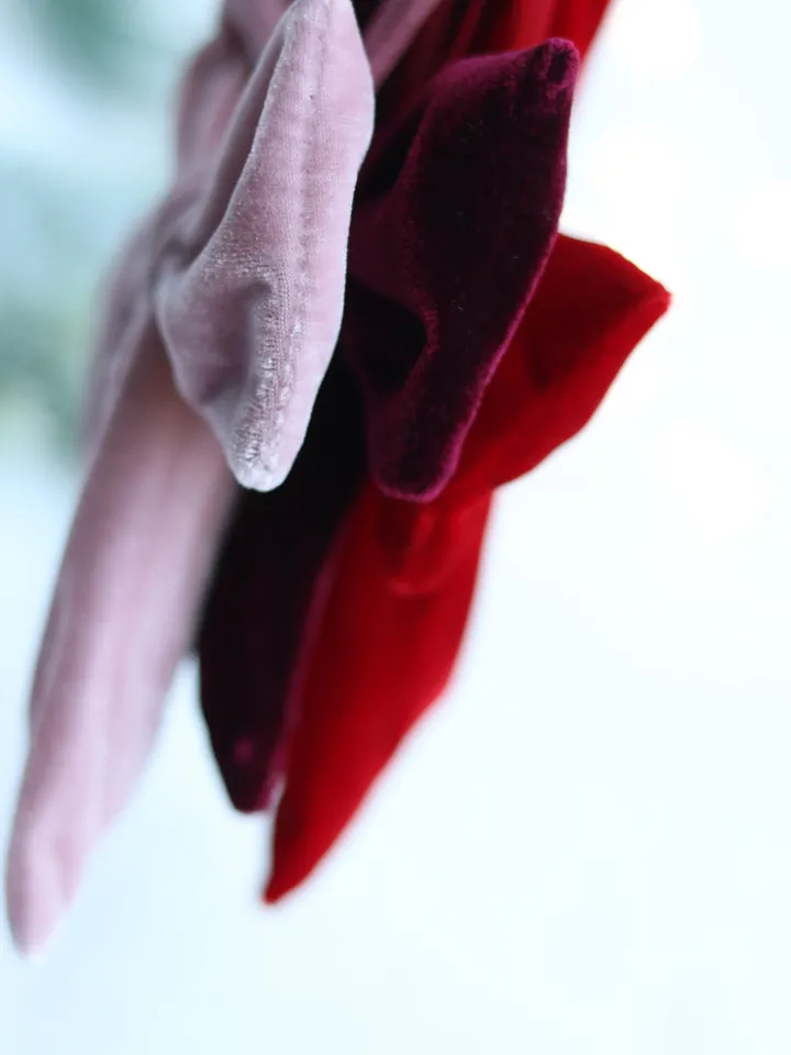 Christmas velvet tree bow decor Xmas bows decoration pink, burgundy, cranberry red