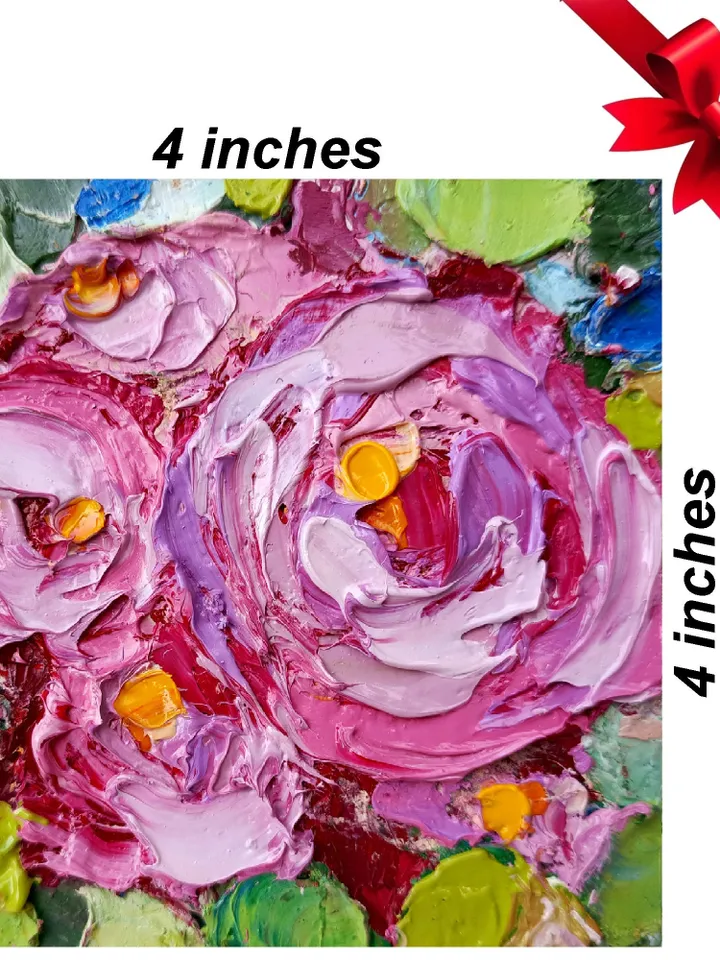 Peony Painting Flowers Original Art Impasto Painting Flower Peonies Small Flowers Wall Art by ArtProkopaloSv