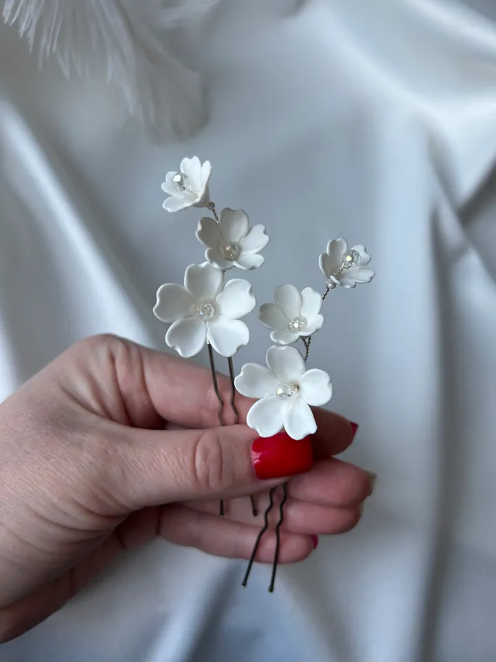 Wedding hairpin, bridal hairpin, wedding hair accessories, bridal jewelry, handmade accessories, flower hairpin