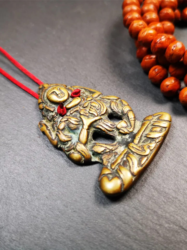 Gandhanra Old Tibetan Buddha Statue Pendant,Vajrasattva,Dorje Sempa,2.24" × 1.57"