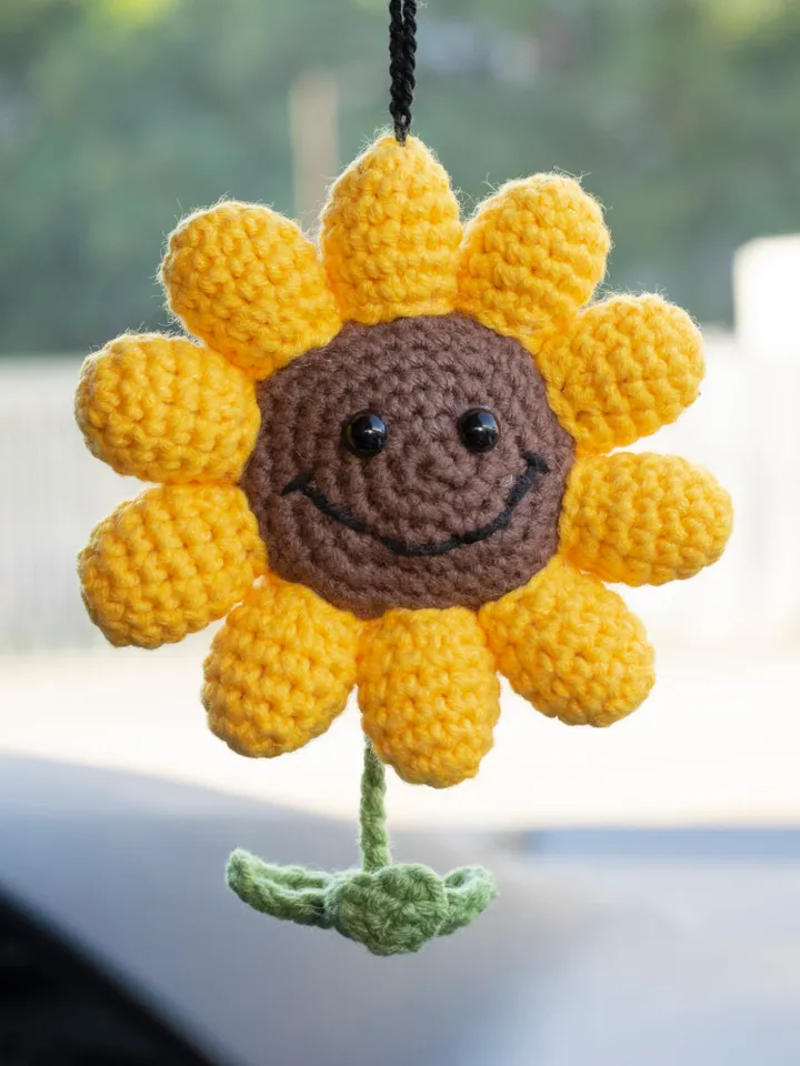 Sunflower car hanging, car accessories for women, rear view mirror boho charm, cute car pendant, jeep car mirror hanger