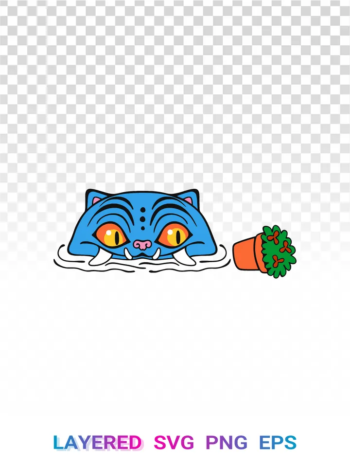 Derpy Blue Tiger PNG, K Pop Demon Hunters SVG Transparent