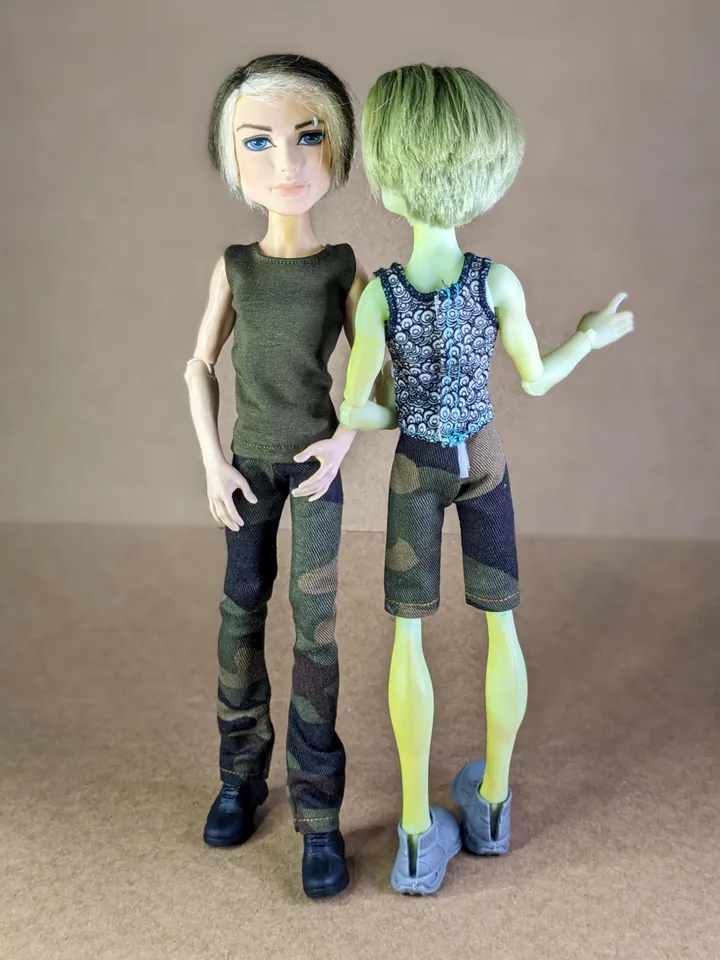 Handmade Camo denim pants or shorts for 1/6 scale boy dolls