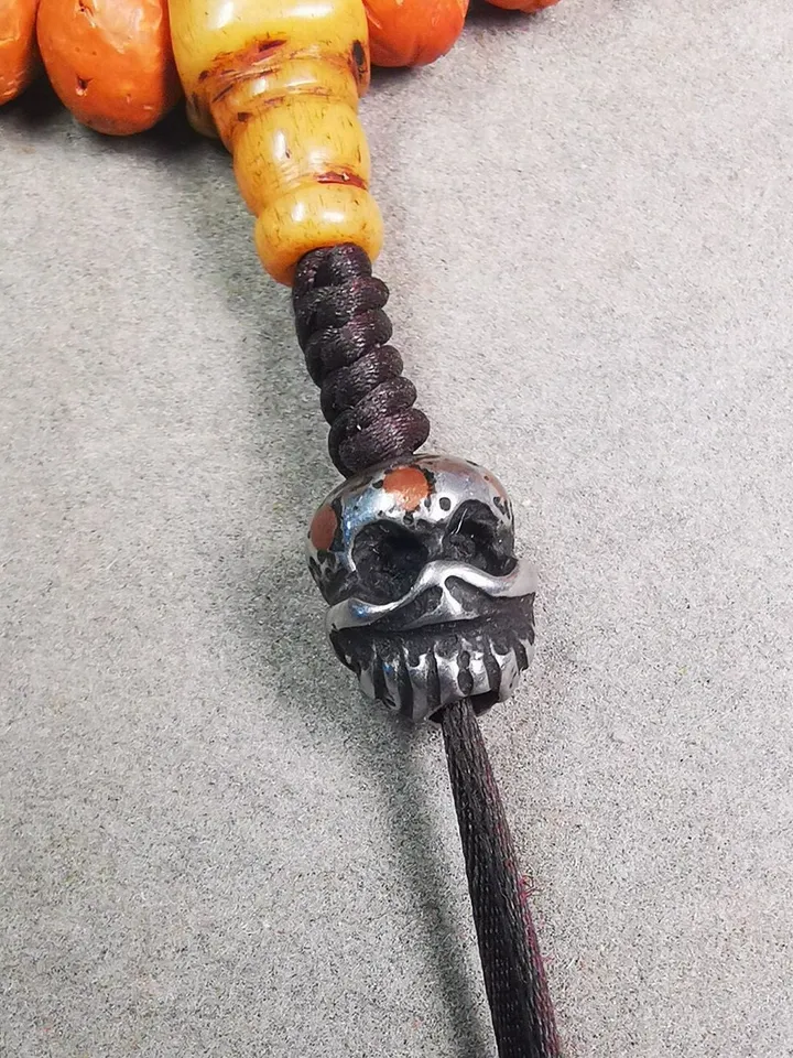 Gandhanra Handmade Tibetan Amulet,Skull Citipati Pendant Bead,Spacer Bead for Mala,Bag Hanging,Prayer Bead Accessories,0.48" × 0.4"