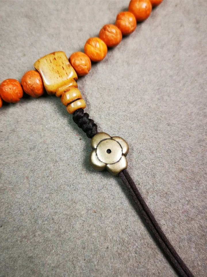 Gandhanra Handmade Tibetan Amulet Pendant,Mini Gesong Flower Bead,Marker Bead Spacer Bead for Prayer Bead,Mala Accessories,0.6" × 0.2"