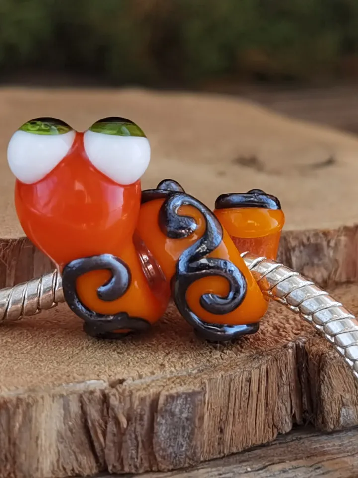 Snake beads Glass snake dread beads Large hole beads European beads European bracelet Snake Charm beads snake lampwork beads big hole bead