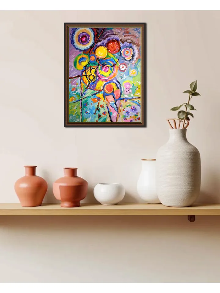 Kandinsky Flowers Style Abstract Original Art Floral Painting 14 by 12 Above Bed Art by TatianaArtShop