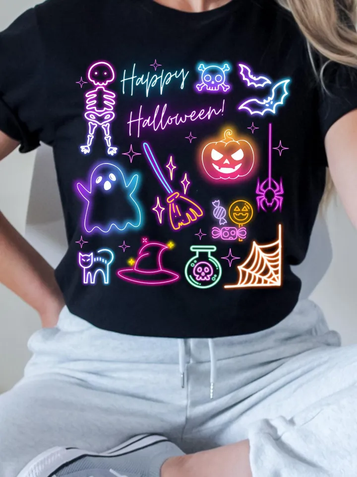 Happy Halloween Neon Png, Halloween Ghost Neon png, Halloween Mama Png, Spooky Season Png, Social Club Png, GirlyHalloween Png