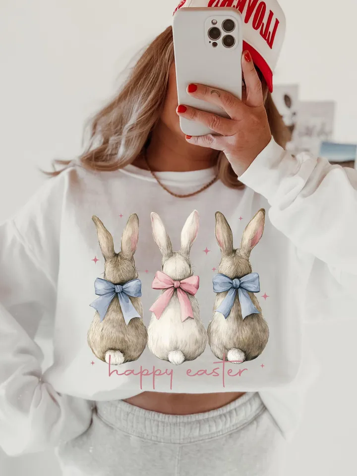 Happy Easter PNG, Coquette Easter Bunny Png, Retro Easter Png Cute Easter Day Shirt Design, Trendy Easter Day Png, Sublimation, Digital