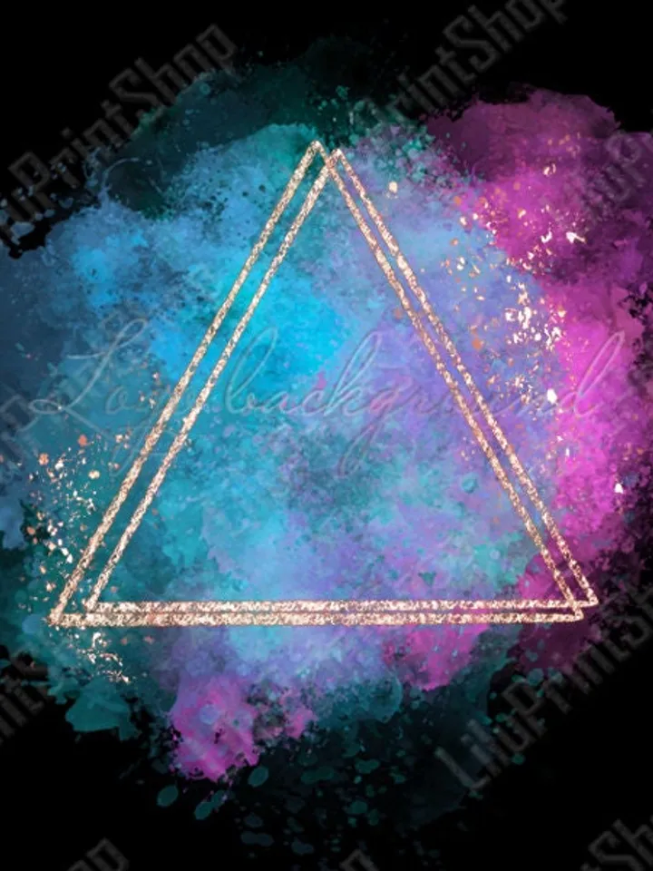 Blue and pink Logo Background Png Watercolor logo design with rose gold triangular frame and Gold confetti. Digital instant download