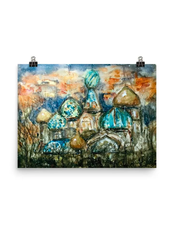 Saint Petersburg Photo paper poster from my original watercolor painting,cityscape posters,Russian church posters,Russian city painting