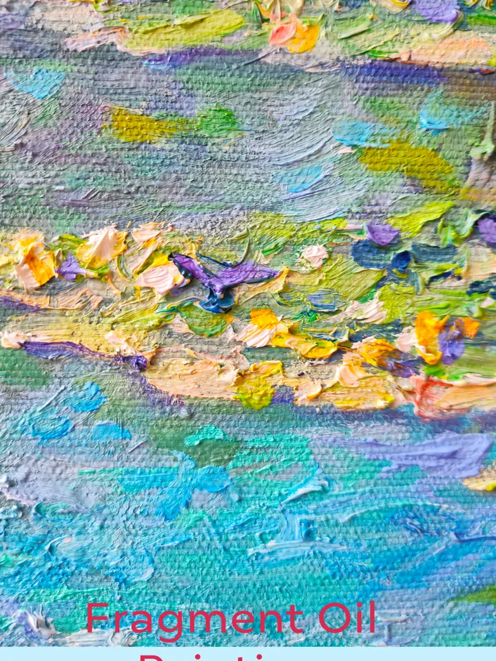 Painting "Water Lilies in a Pond" Oil Canvas on a stretcher 12 by 12 inches Flowers Painting Oil Impasto Palette Knife Artist Fedorova Natalia