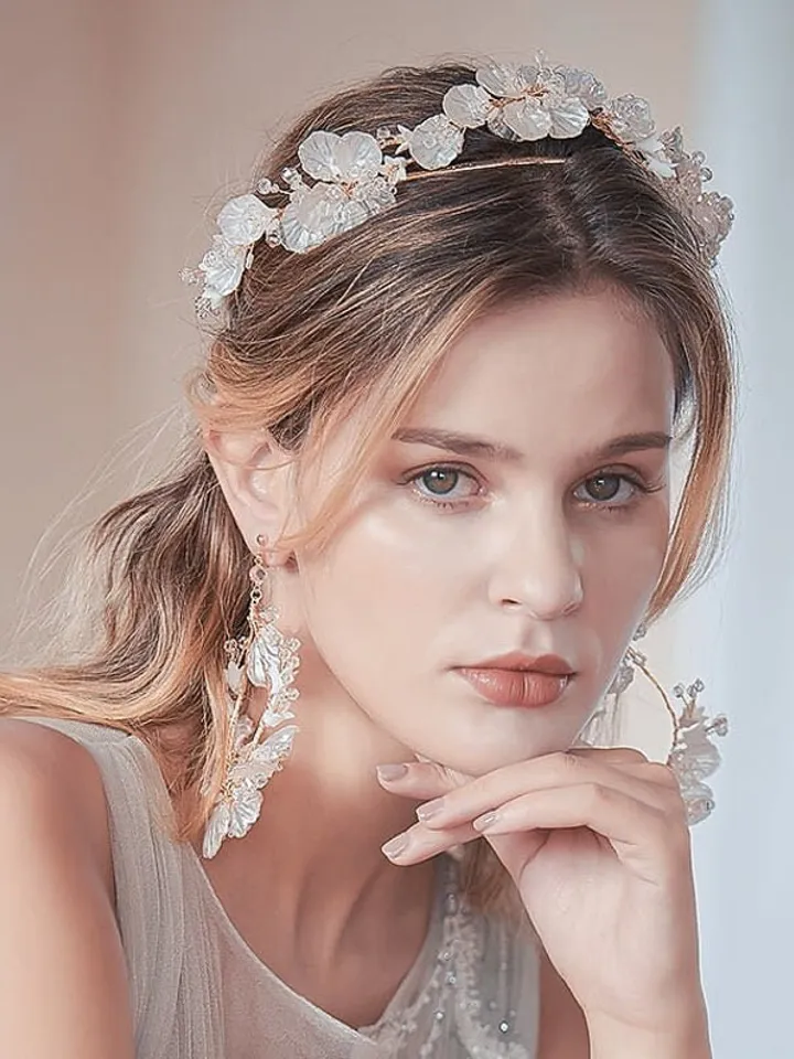 Hoop Flower Wedding Earrings , Floral Bridal Earrings, Swarovski Crystal Boho Bridal Earrings, Chandelier Statement Earrings | Jewelry