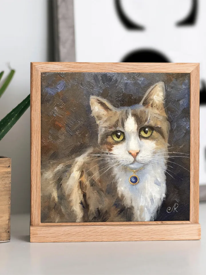 Cats Oil Painting Original Cat Portrait Animal Wall Art Pet Portrait