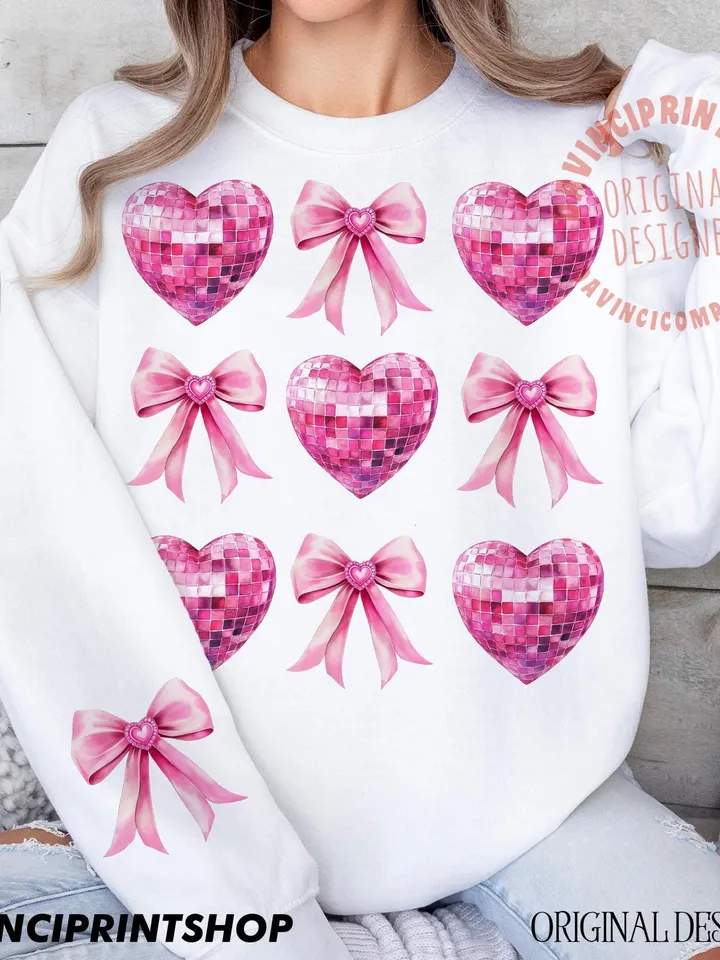 Valentines Day Png, Valentine Coquette Png, Valentine Heart Png, Disco Valentine Heart Png, Pink Valentines png, Love png, Heart png design