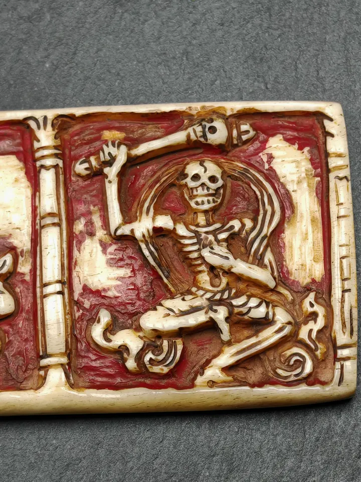 Authentic Citipati Skull Master Kapala Badge,Gandhanra Old Tibetan Amulet,13cm × 4cm
