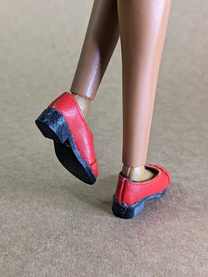 Handmade red & black leather Oxford shoes for 16-inch Integrity dolls (FR16)