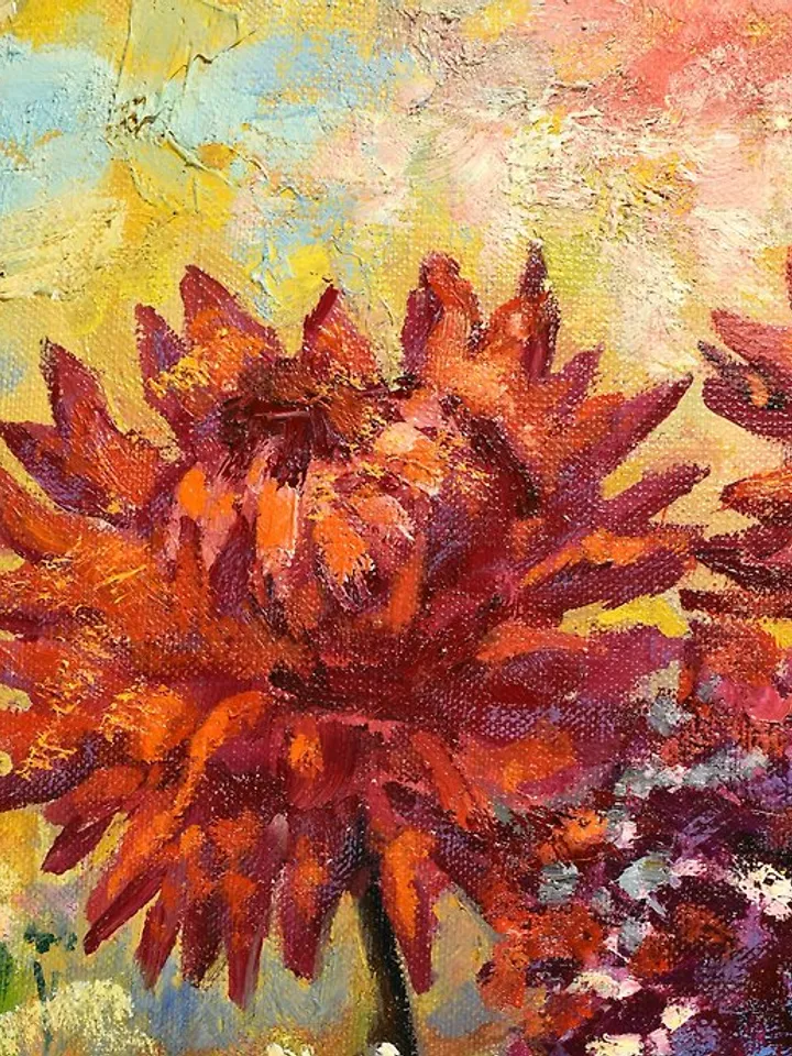 Flower Painting Original Art Floral Impressionism Oil Canvas