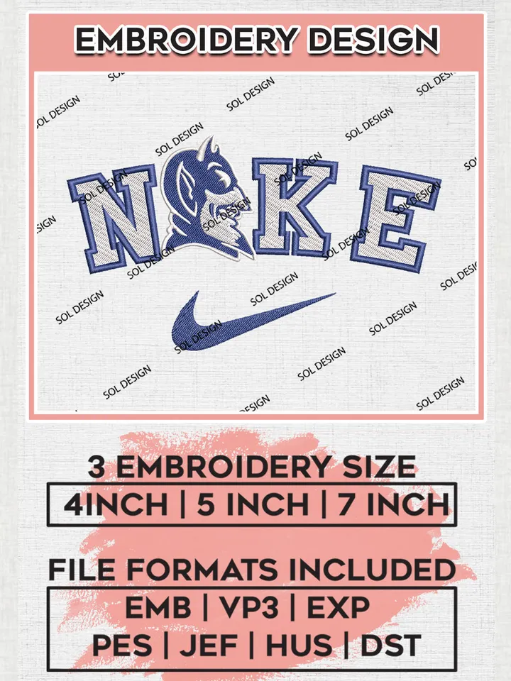 Nike Duke Blue Devils Machine Embroidery Design, NCAA Duke Blue Devils Embroidery Design Design files, NCAA Embroidery Designs, NCAA Machine Embroidery Designs, Digital Download