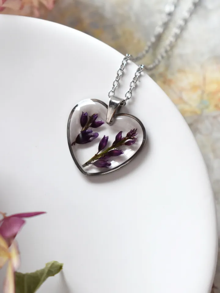 Real Genista necklace. Genista pendant in resin. Forest Jewelry.