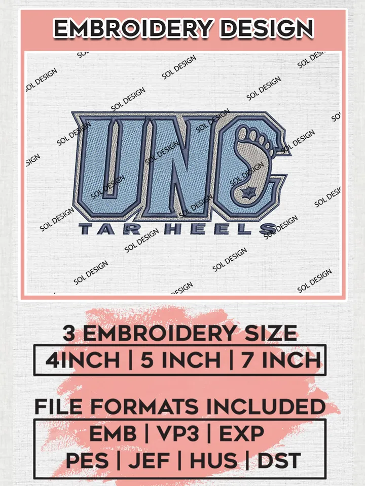 NCAA North Carolina Tar Heels Team Writing Logo embroidery designs, NCAA North Carolina Tar Heels Logo Machine embroidery designs, NCAA Team Logo embroidery designs, NCAA Game Day Machine embroidery designs, Digital Download