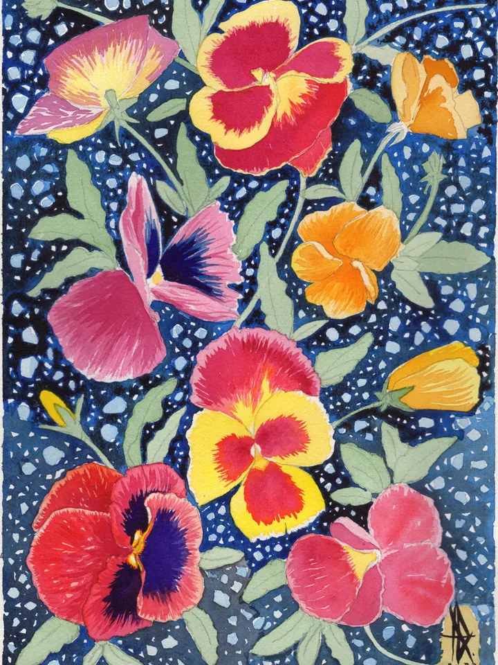 Watercolor painting. Abstraction. Flowers.