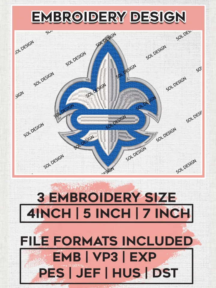 NCAA New Orleans Privateers Team Logo Embroidery Design Files, NCAA New Orleans Privateers Machine Embroidery, NCAA Teams, 3 sizes, NCAA Machine embroidery designs, Digital Download