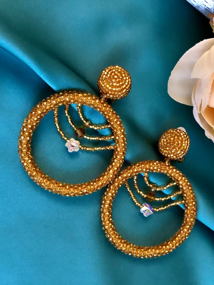 Hoop Beaded Swarovski Crystal clip-on Earrings