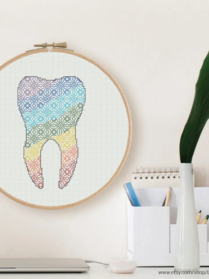 Human Body Tooth Cross stitch pattern Blackwork| Embroidery Pattern | Instant Download | Embroidery Designs