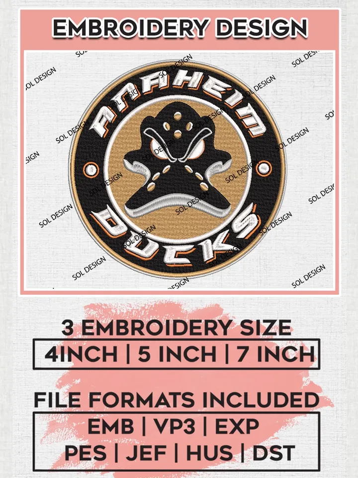 NHL Anaheim Ducks Embroidery Designs, NHL Anaheim Ducks Team Logo Embroidery, NHL Embroidery Designs, NHL Machine Embroidery Designs, Digital Download